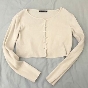Brandy Melville White Cropped Cardigan